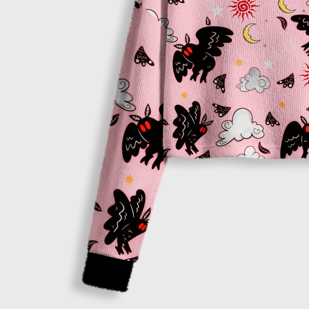 Purplehecate Cryptid Mothman Crop Fuzzy Ugly Sweatshirt