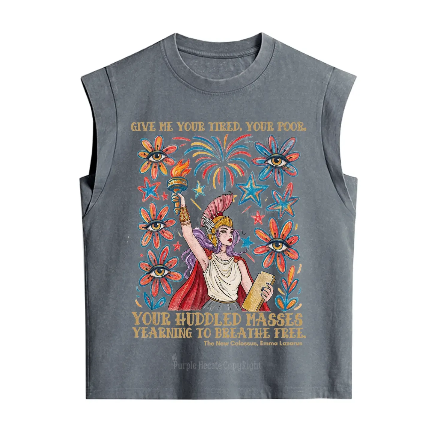 Purplehecate Give Me Your Tired Your Poor Statue of Liberty Vintage Washed Tank