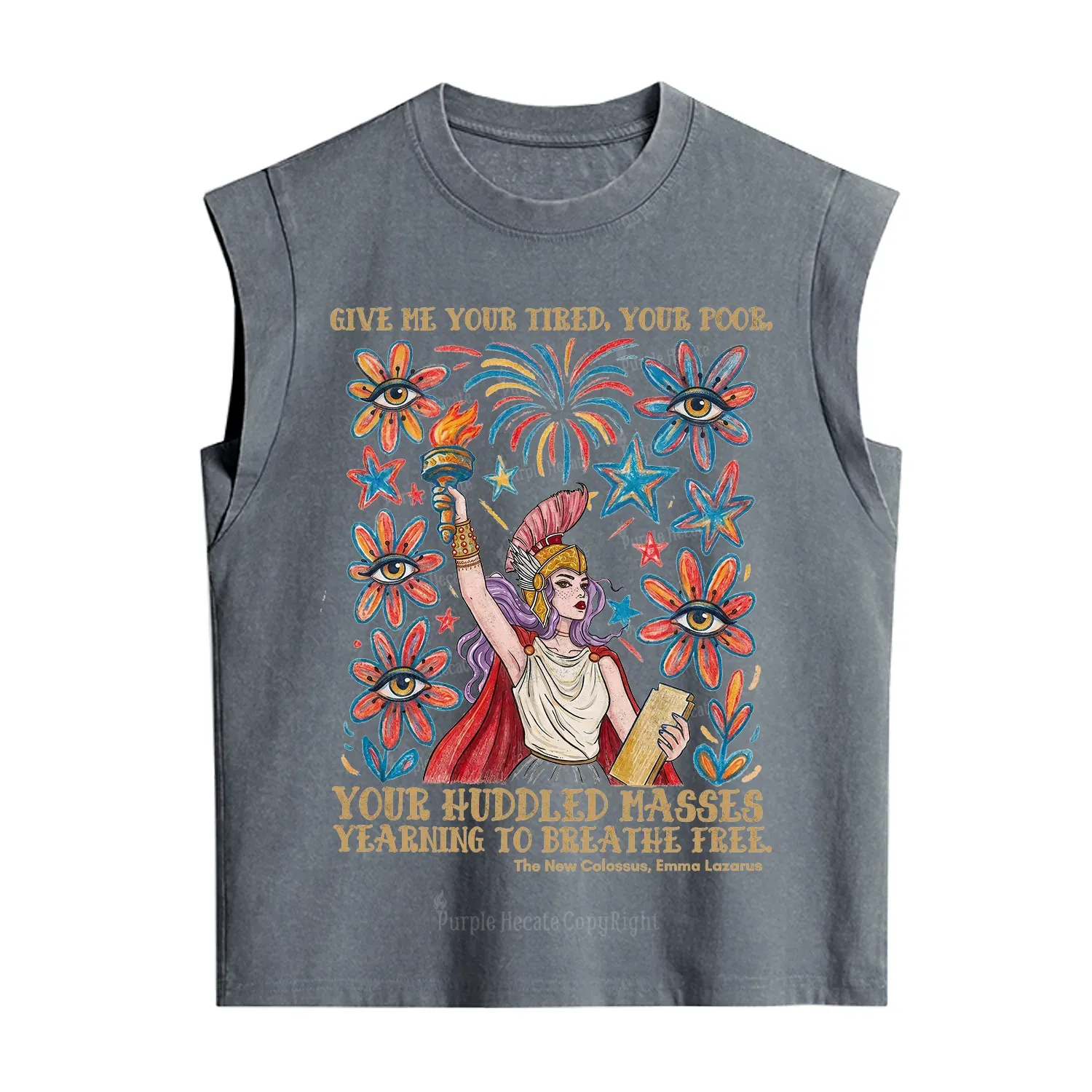 Purplehecate Give Me Your Tired Your Poor Statue of Liberty Vintage Washed Tank