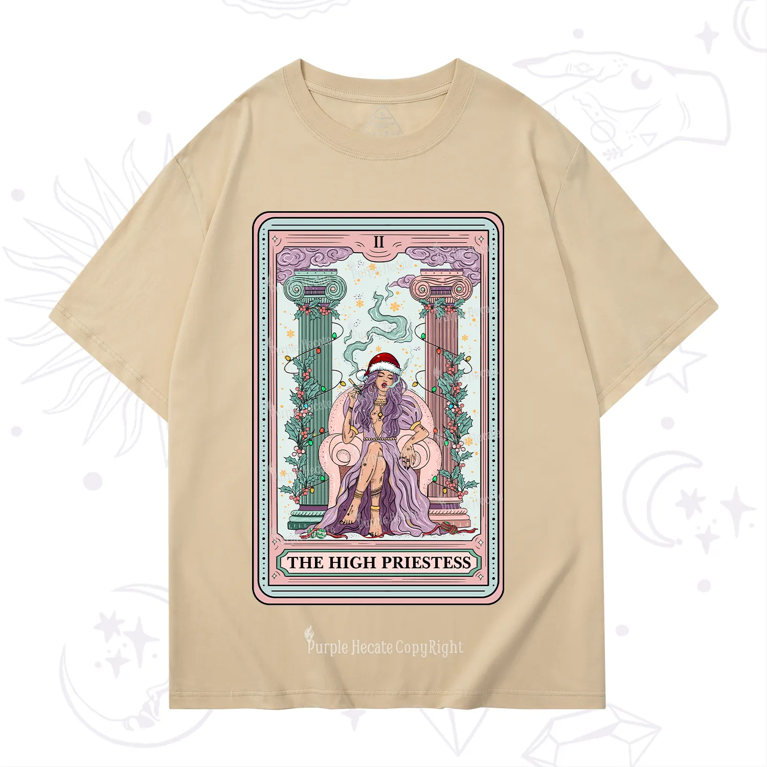 Purplehecate The High Priestess Tarot Card Christmas T-Shirt