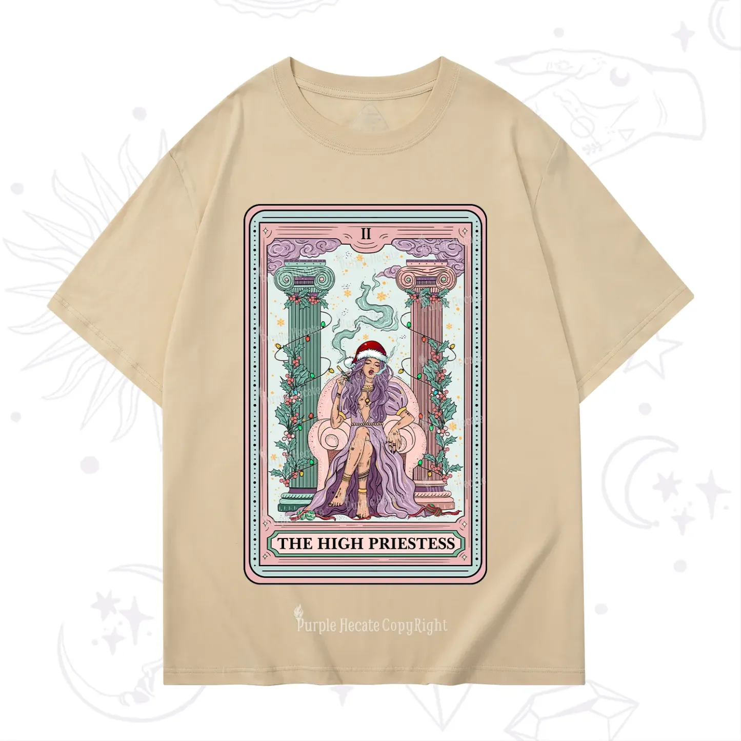 Purplehecate The High Priestess Tarot Card Christmas T-Shirt