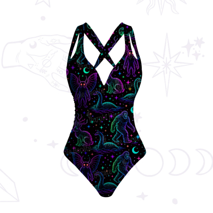Purplehecate Neon Cryptid Creatures One-Piece Swimsuit