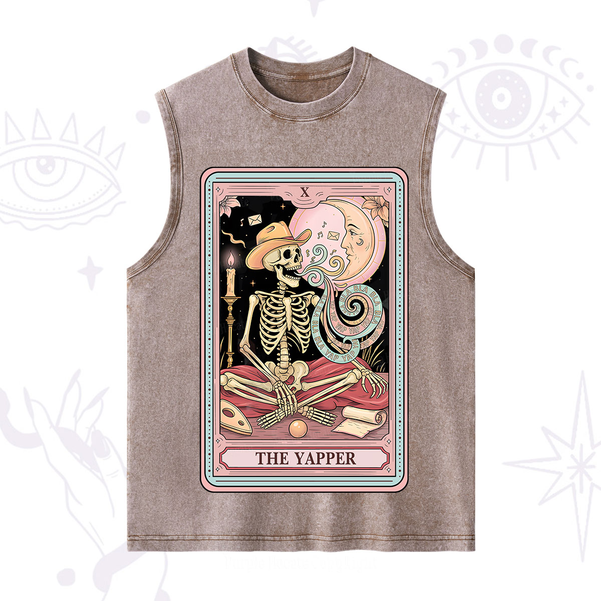 Purplehecate The Skeleton Yapper Tarot Washed Tank