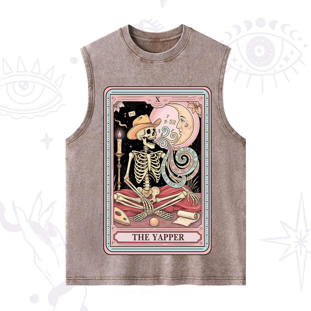 Purplehecate The Skeleton Yapper Tarot Washed Tank