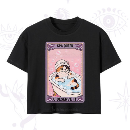 Purplehecate The Spa Queen Cat Tarot Crop T-Shirt