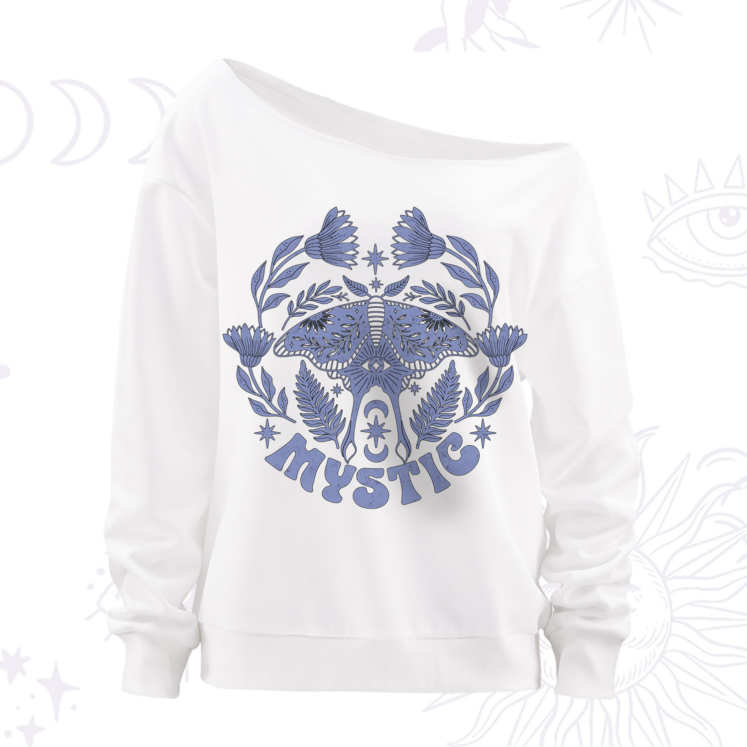 Purplehecate Mystic Moth Off The Shoulder Sweatshirt