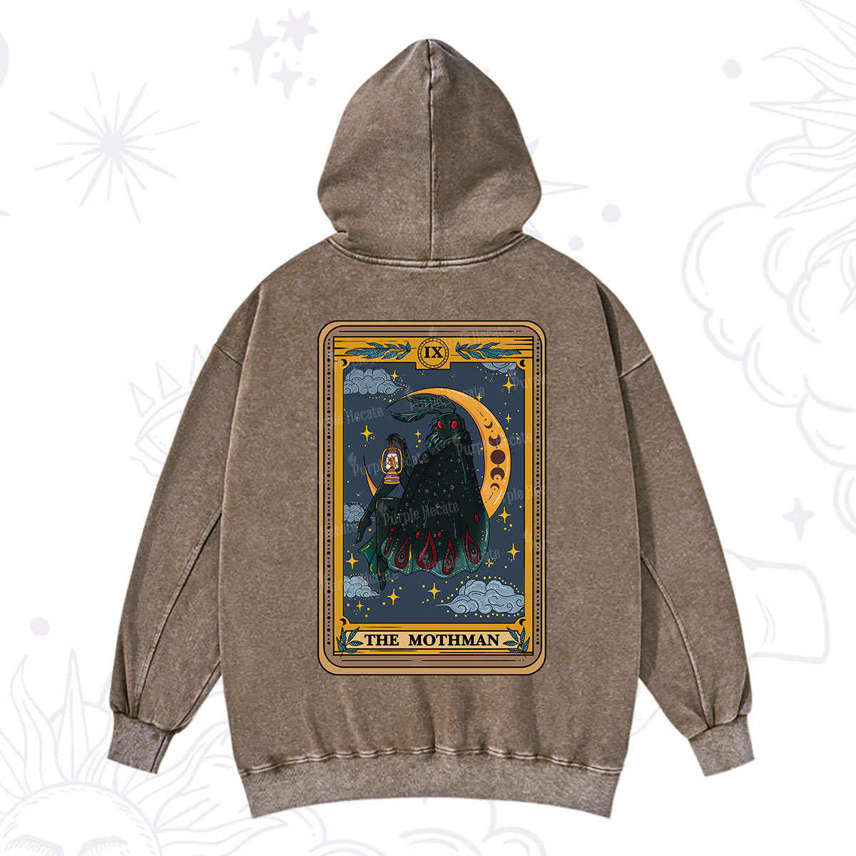 Purplehecate The Mothmen Tarot Washed Hoodie