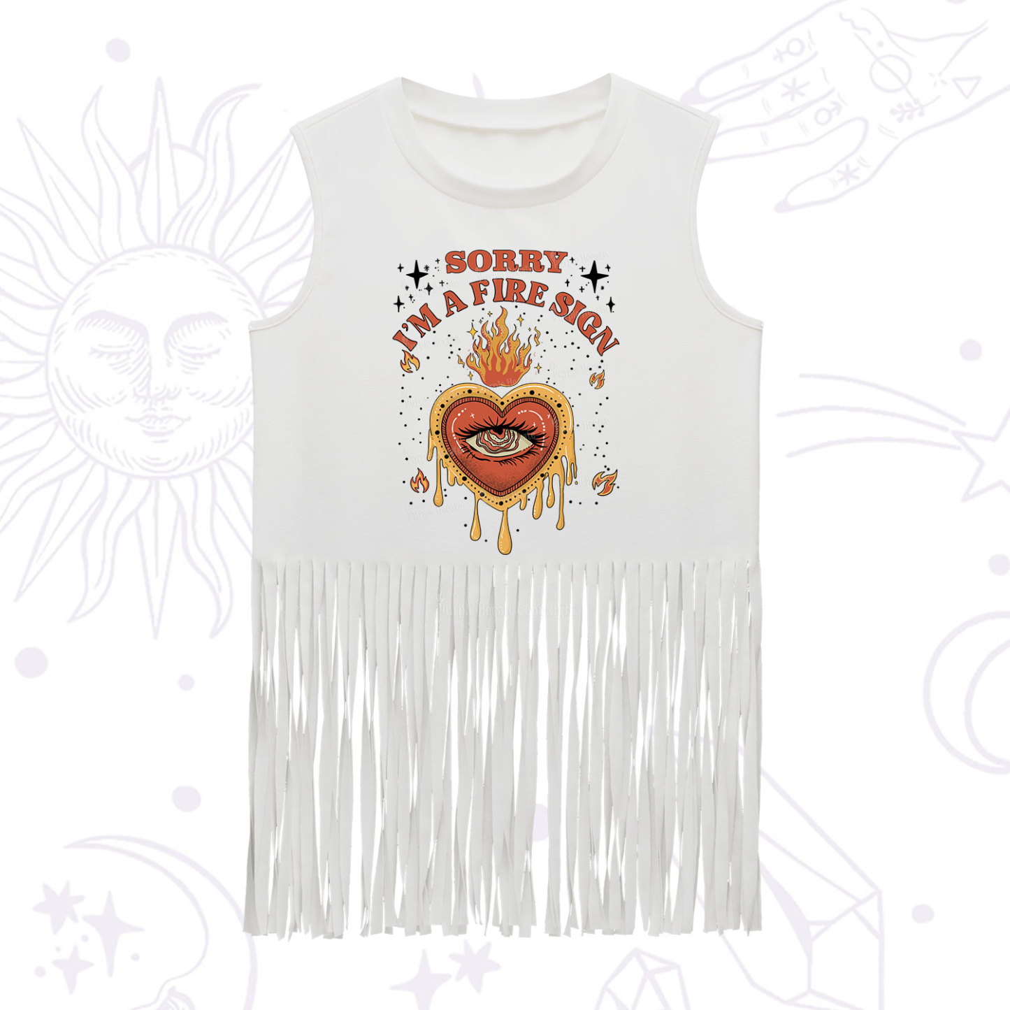 Purplehecate Sorry I'm A Fire Sign Fringe Tank Top