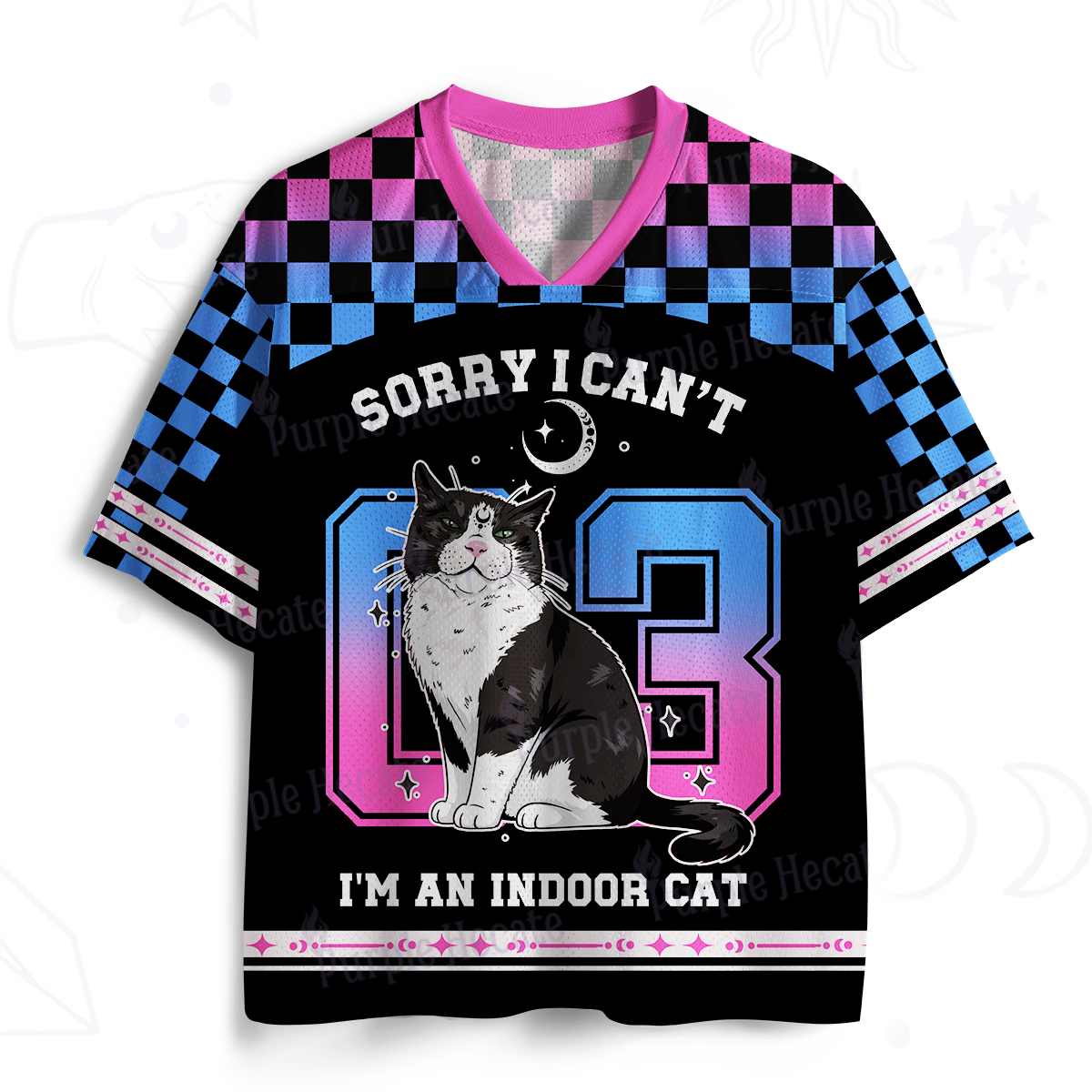 Purplehecate Sorry I Can't Go I'm an Indoor Cat Mesh Jersey
