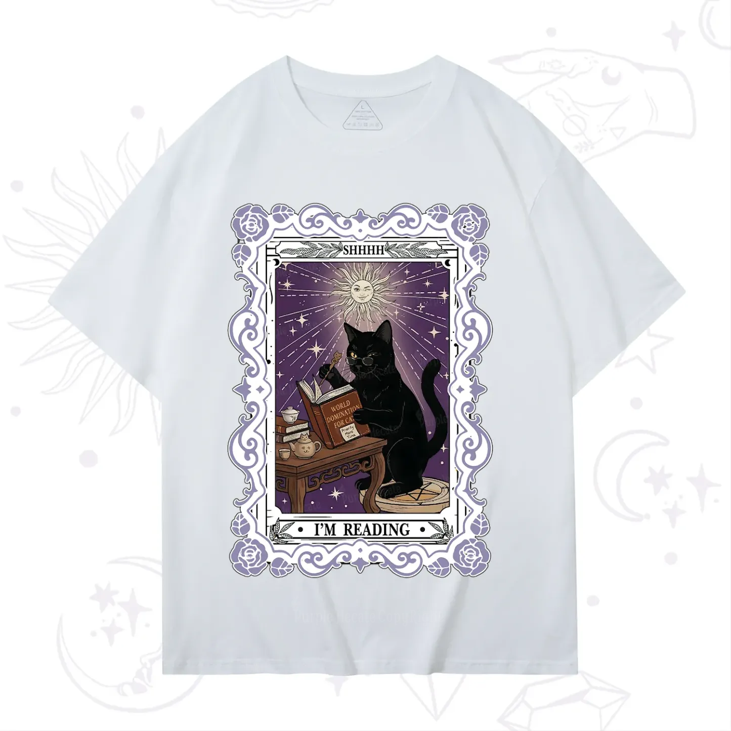Purplehecate The Reading Cat Tarot T-Shirt