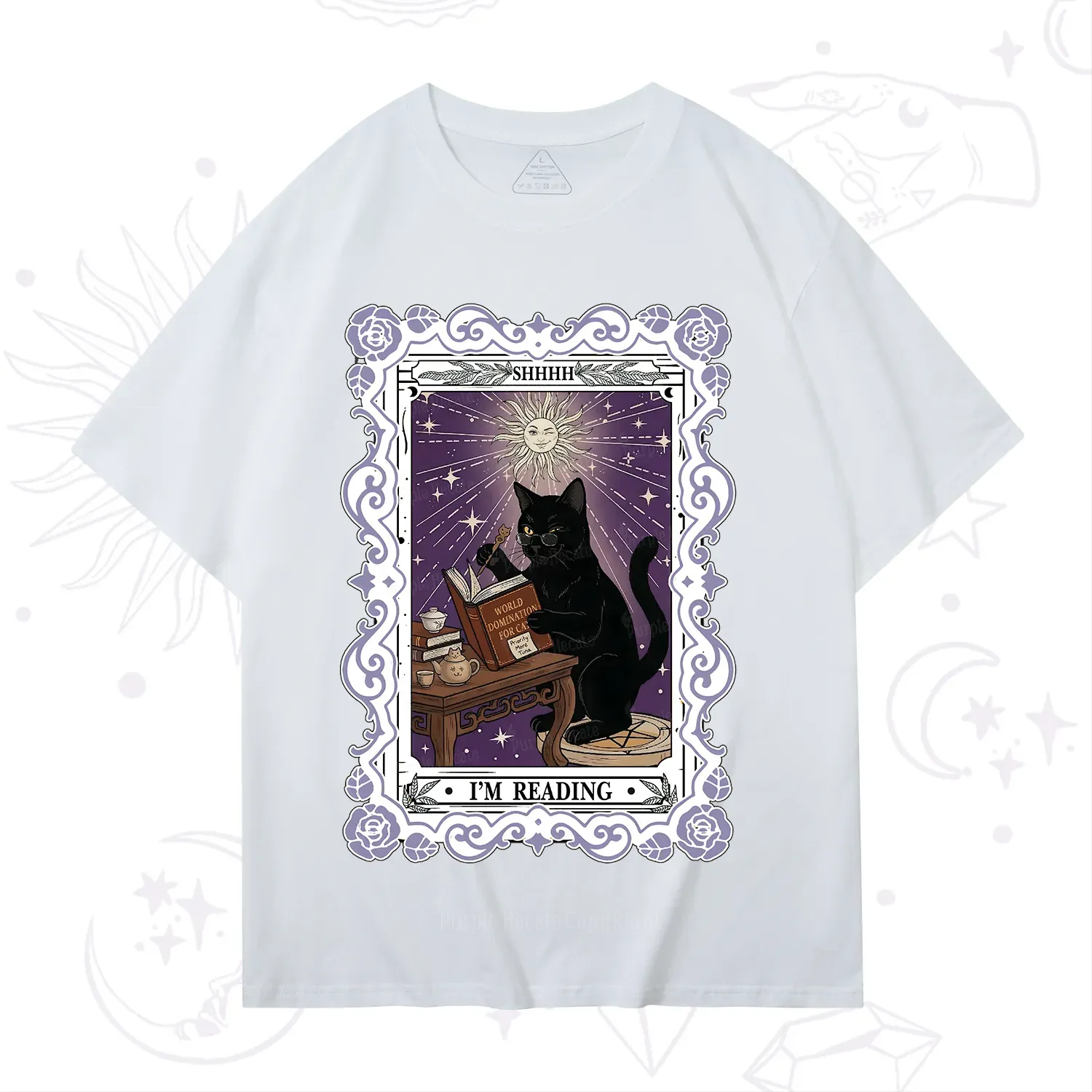 Purplehecate The Reading Cat Tarot T-Shirt