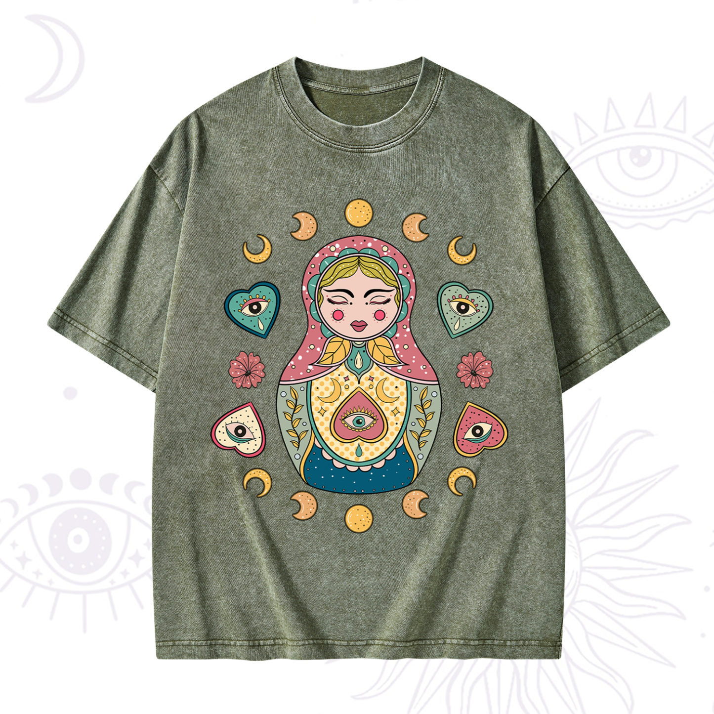 Purplehecate Nesting Doll Washed T-Shirt