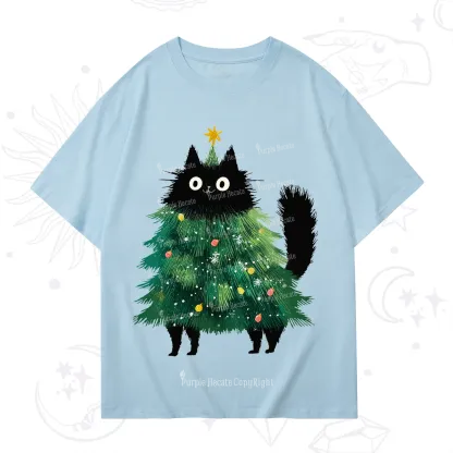 Purplehecate Black Cats Christmas Tree Christmas T-Shirt