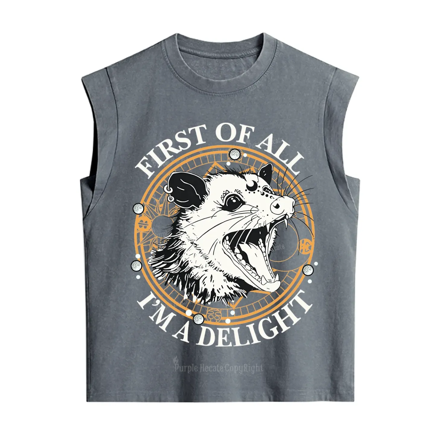 Purplehecate First Of All I Am A Delightful Angry Opossum Vintage Washed Tank