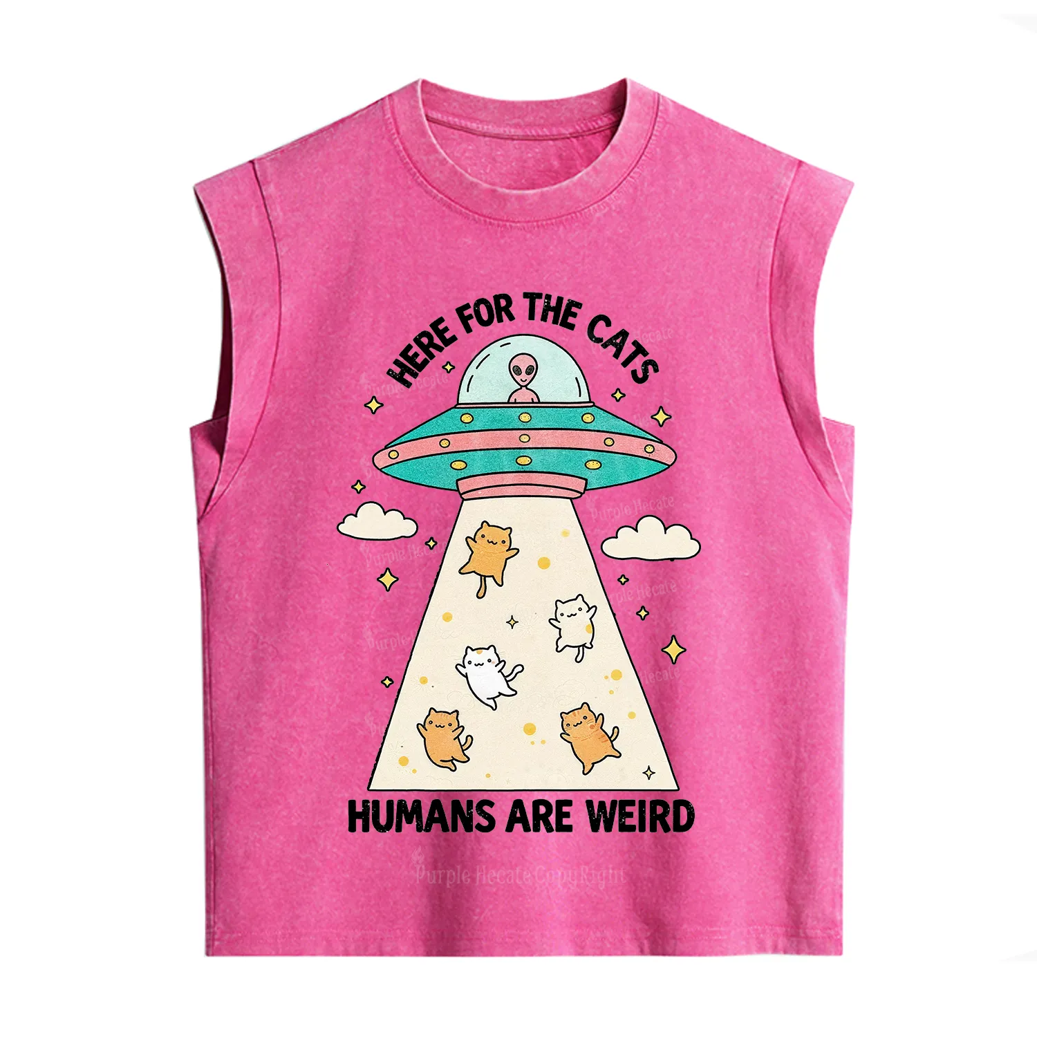 Purplehecate Here For The Cats Humans Are Weird Vintage Washed Tank