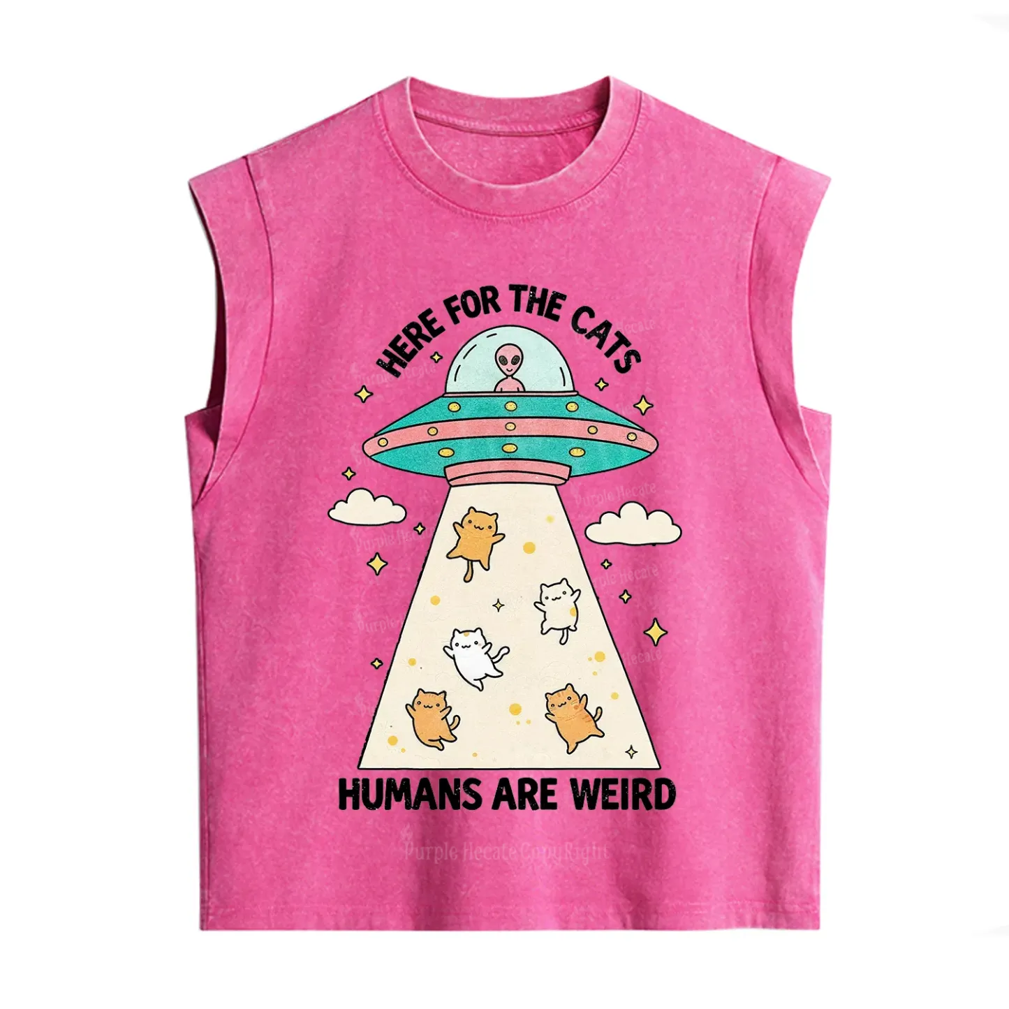 Purplehecate Here For The Cats Humans Are Weird Vintage Washed Tank