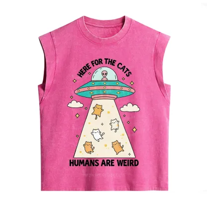 Purplehecate Here For The Cats Humans Are Weird Vintage Washed Tank
