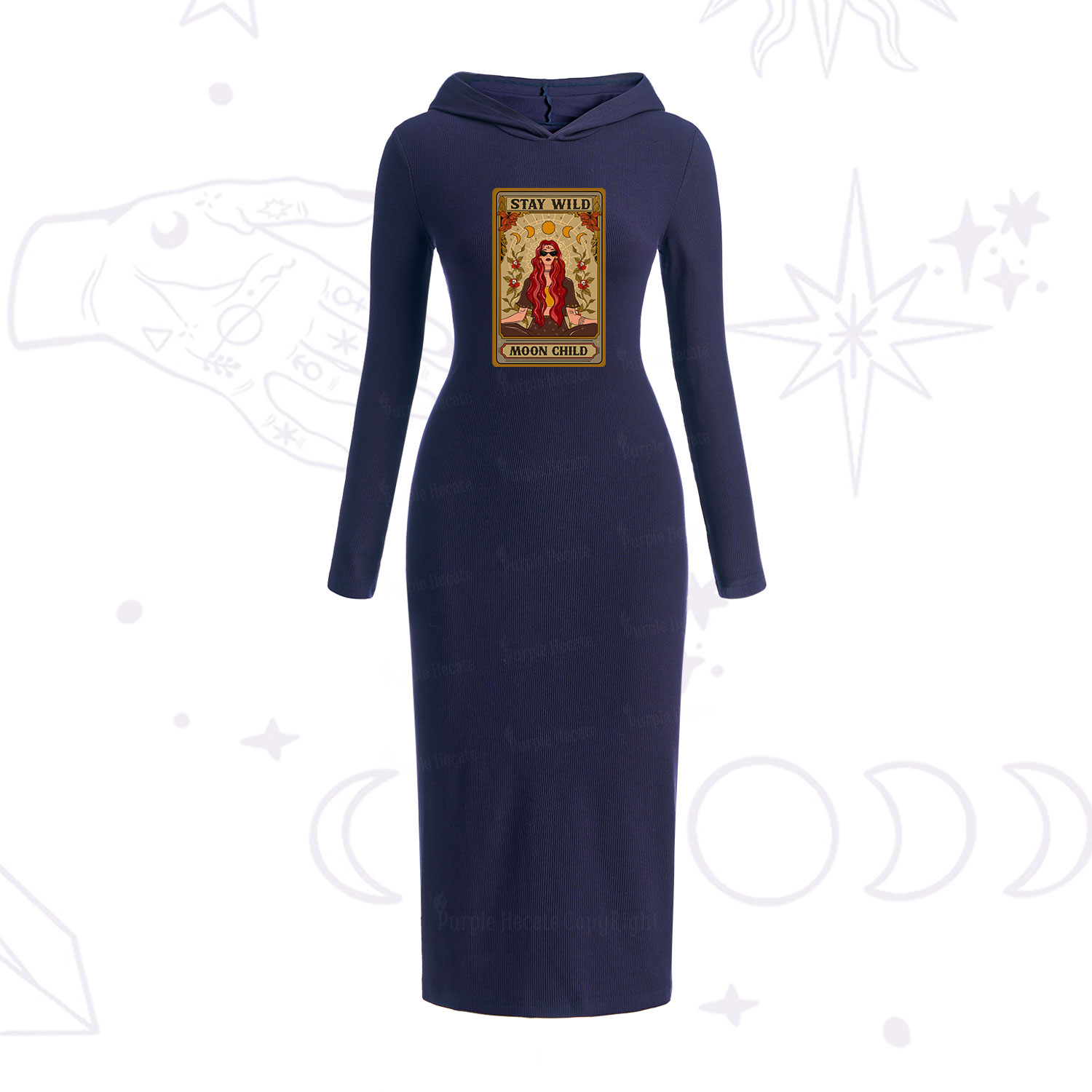 Purplehecate The Stay Wild Moon Child Oracle Card Hooded Knit Dress