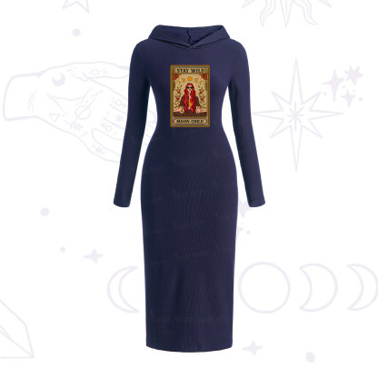 Purplehecate The Stay Wild Moon Child Oracle Card Hooded Knit Dress