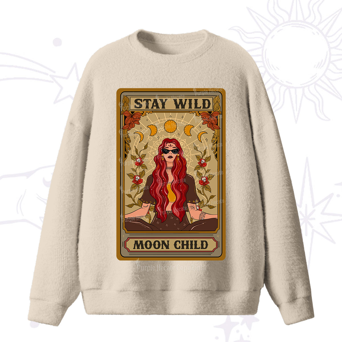 Purplehecate The Stay Wild Moon Child Oracle Card Fuzzy Ugly Sweater