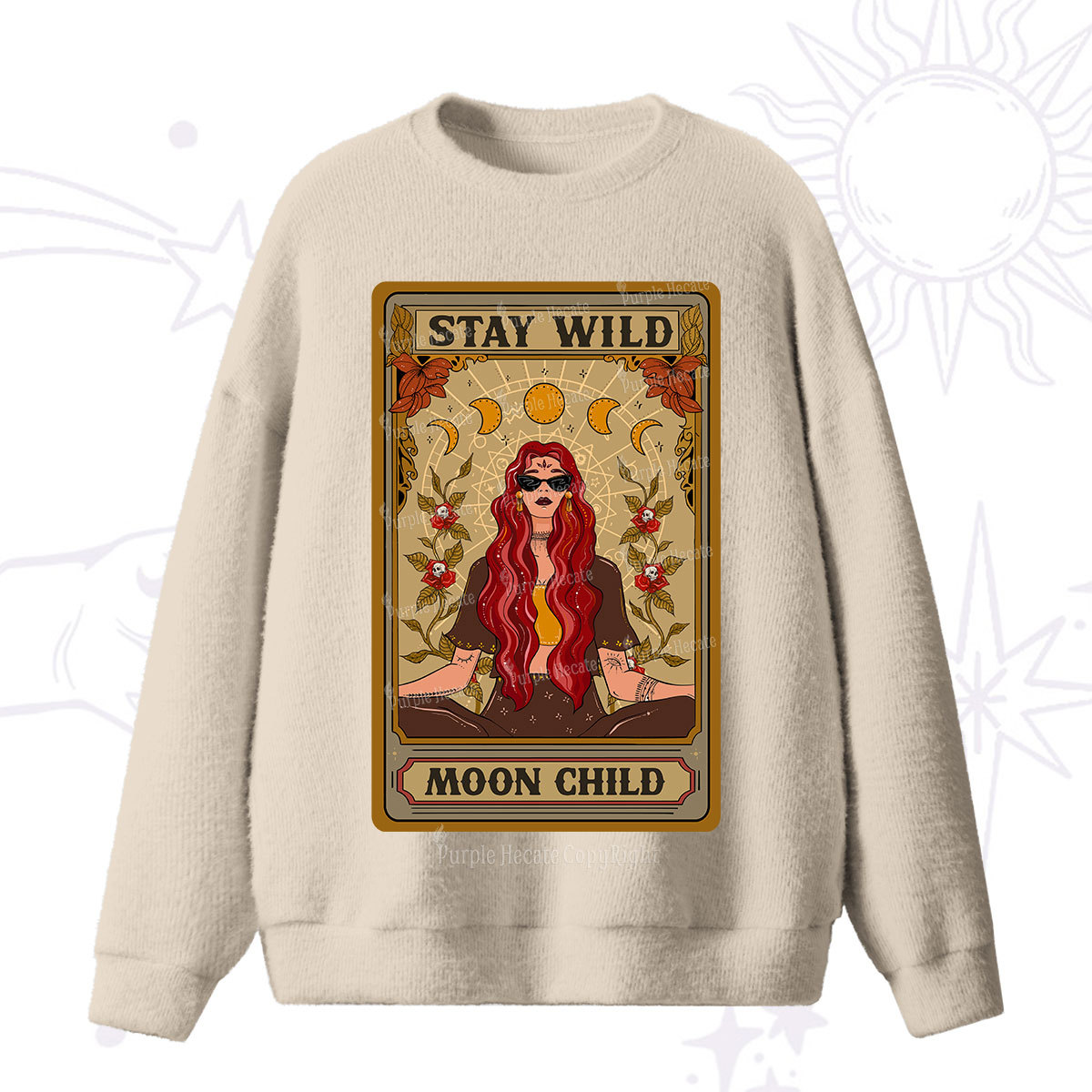 Purplehecate The Stay Wild Moon Child Oracle Card Fuzzy Ugly Sweater