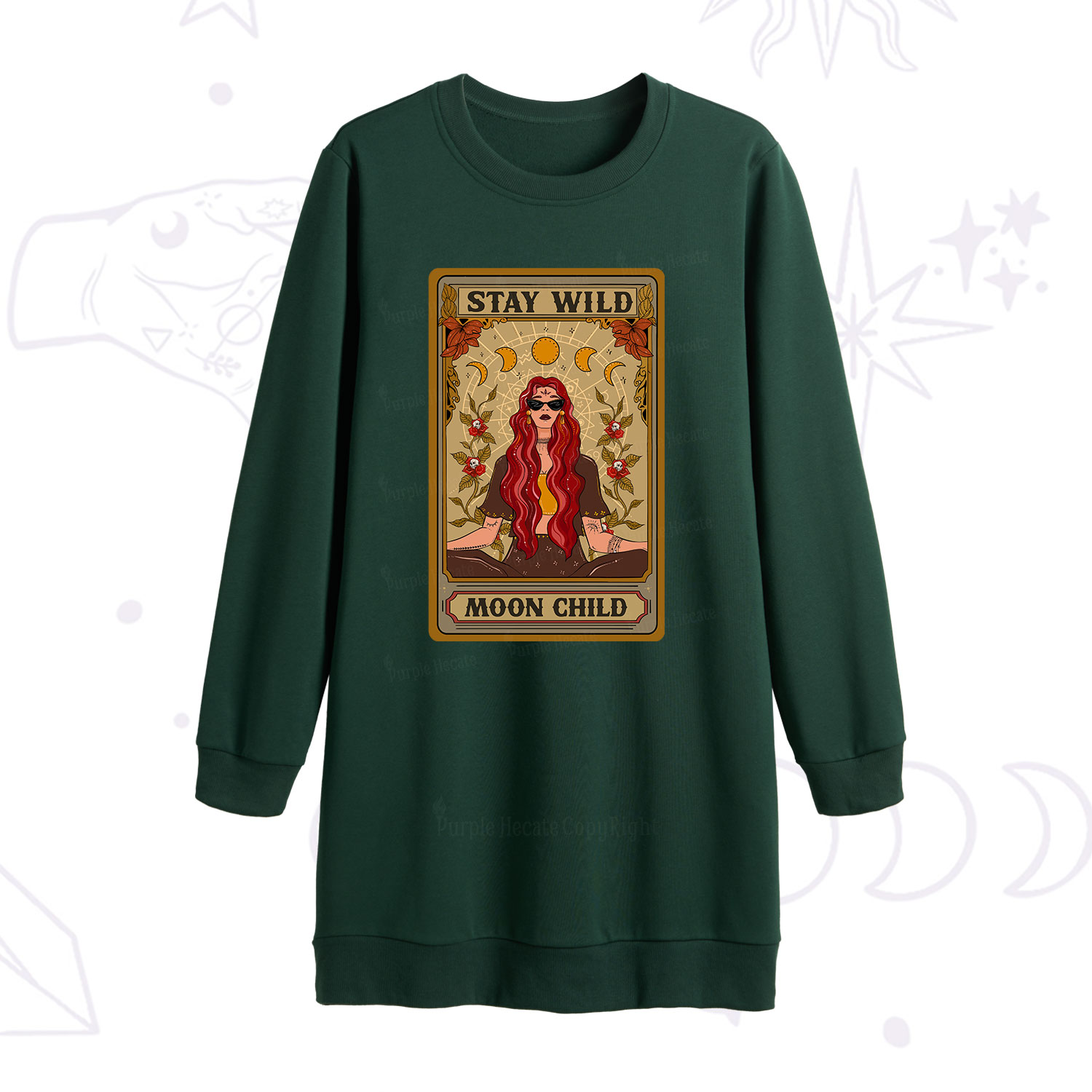 Purplehecate The Stay Wild Moon Child Oracle Card Sweatshirt Dress
