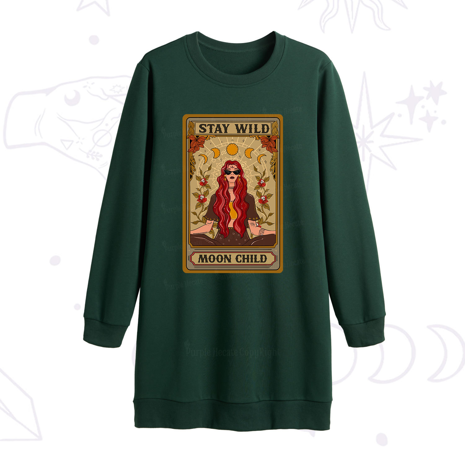 Purplehecate The Stay Wild Moon Child Oracle Card Sweatshirt Dress