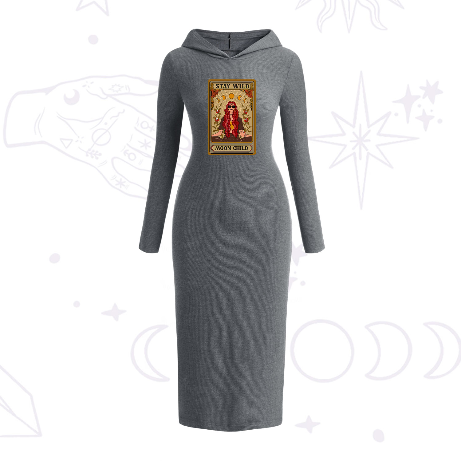 Purplehecate The Stay Wild Moon Child Oracle Card Hooded Knit Dress