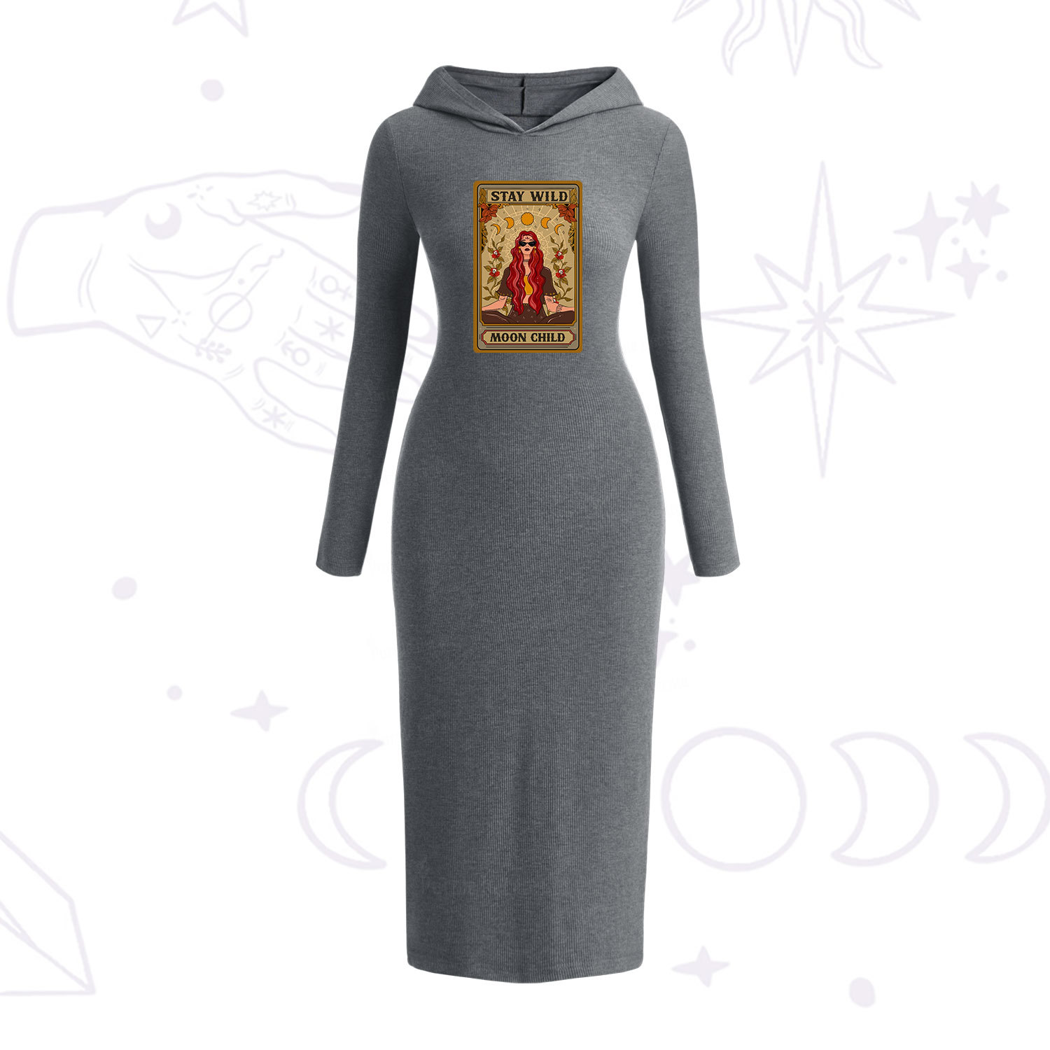 Purplehecate The Stay Wild Moon Child Oracle Card Hooded Knit Dress