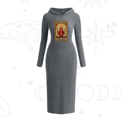 Purplehecate The Stay Wild Moon Child Oracle Card Hooded Knit Dress