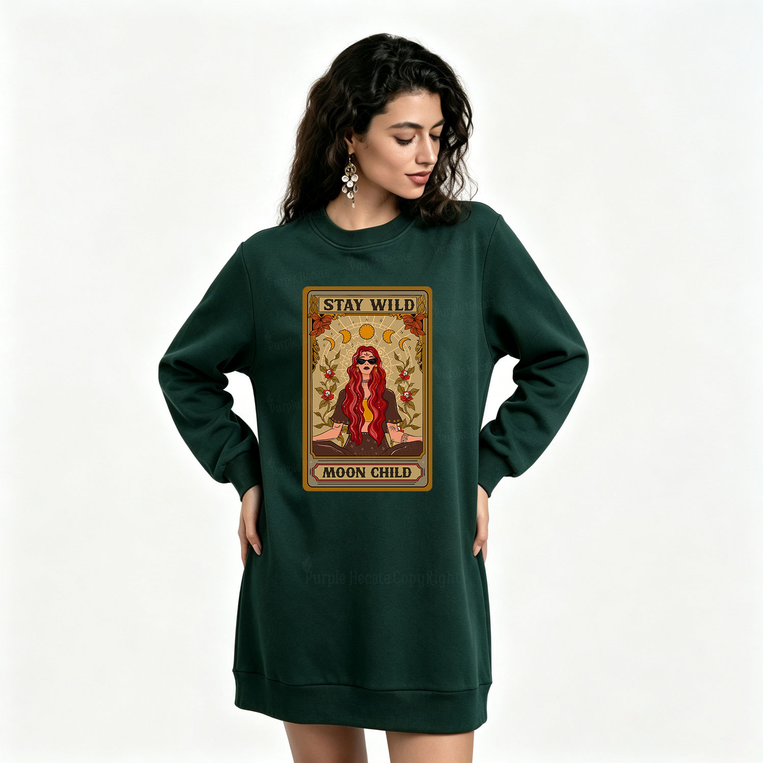 Purplehecate The Stay Wild Moon Child Oracle Card Sweatshirt Dress