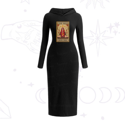 Purplehecate The Stay Wild Moon Child Oracle Card Hooded Knit Dress