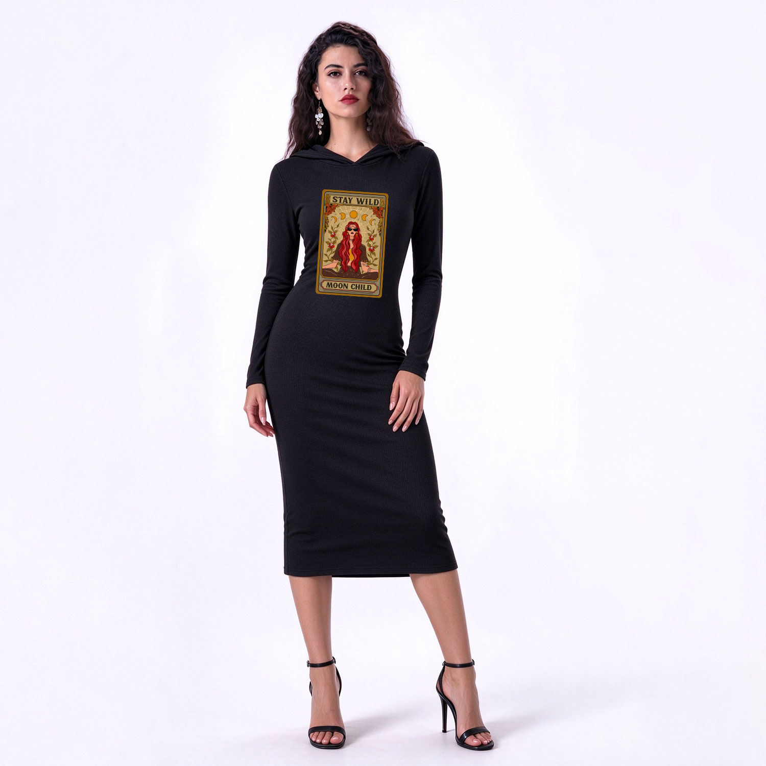 Purplehecate The Stay Wild Moon Child Oracle Card Hooded Knit Dress