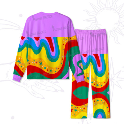 Purplehecate Dreamy Rainbow Waves Christmas Pajamas