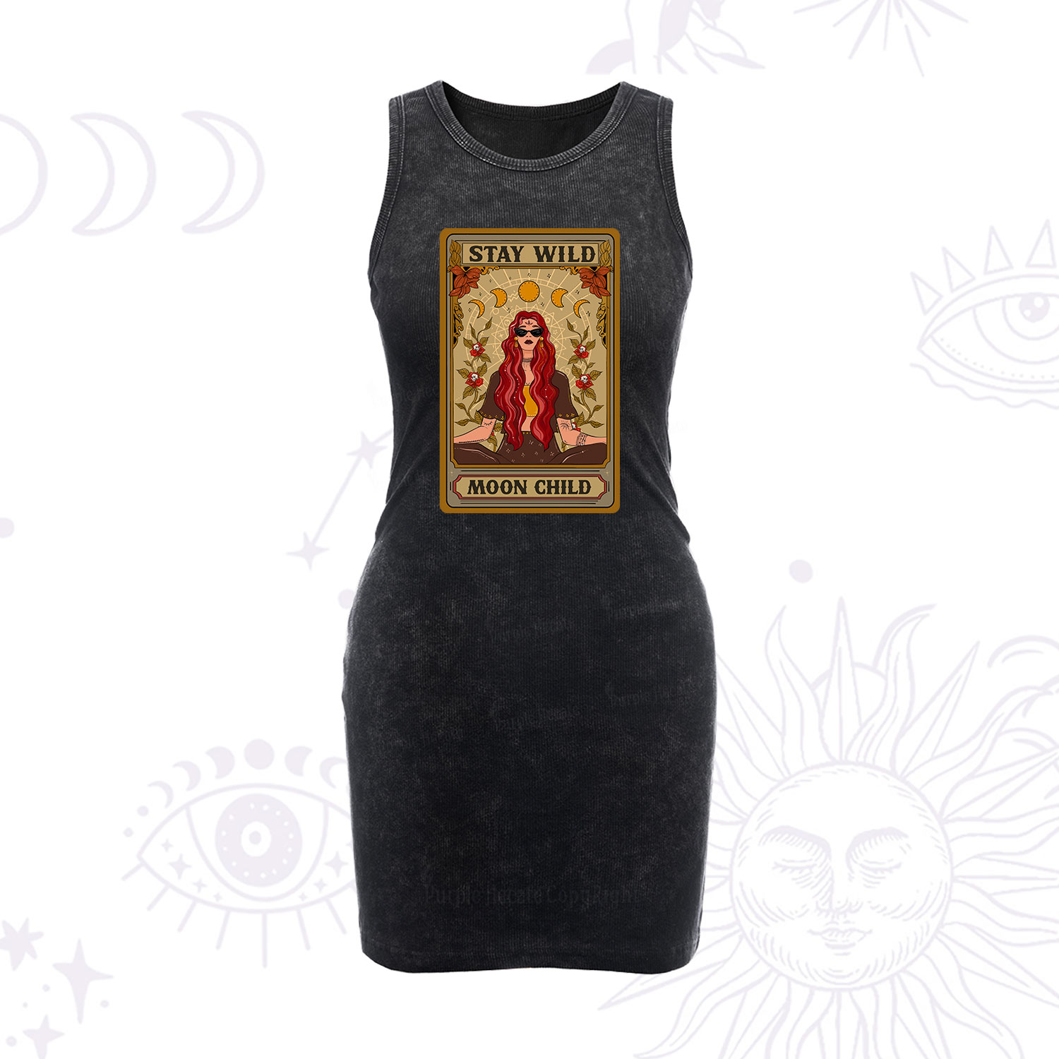 Purplehecate The Stay Wild Moon Child Oracle Card Vintage Bodycon Tank Dress