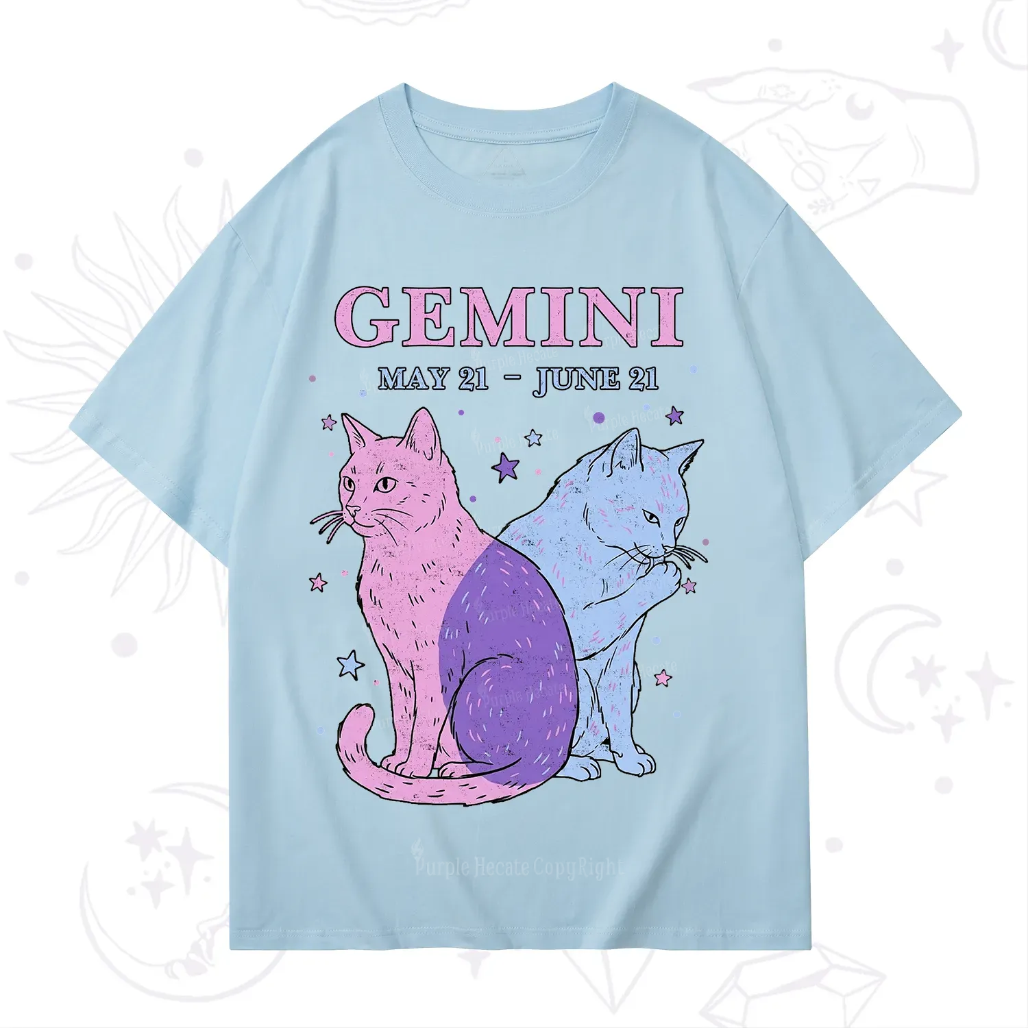 Purplehecate Gemini Zodiac Cats T-Shirt
