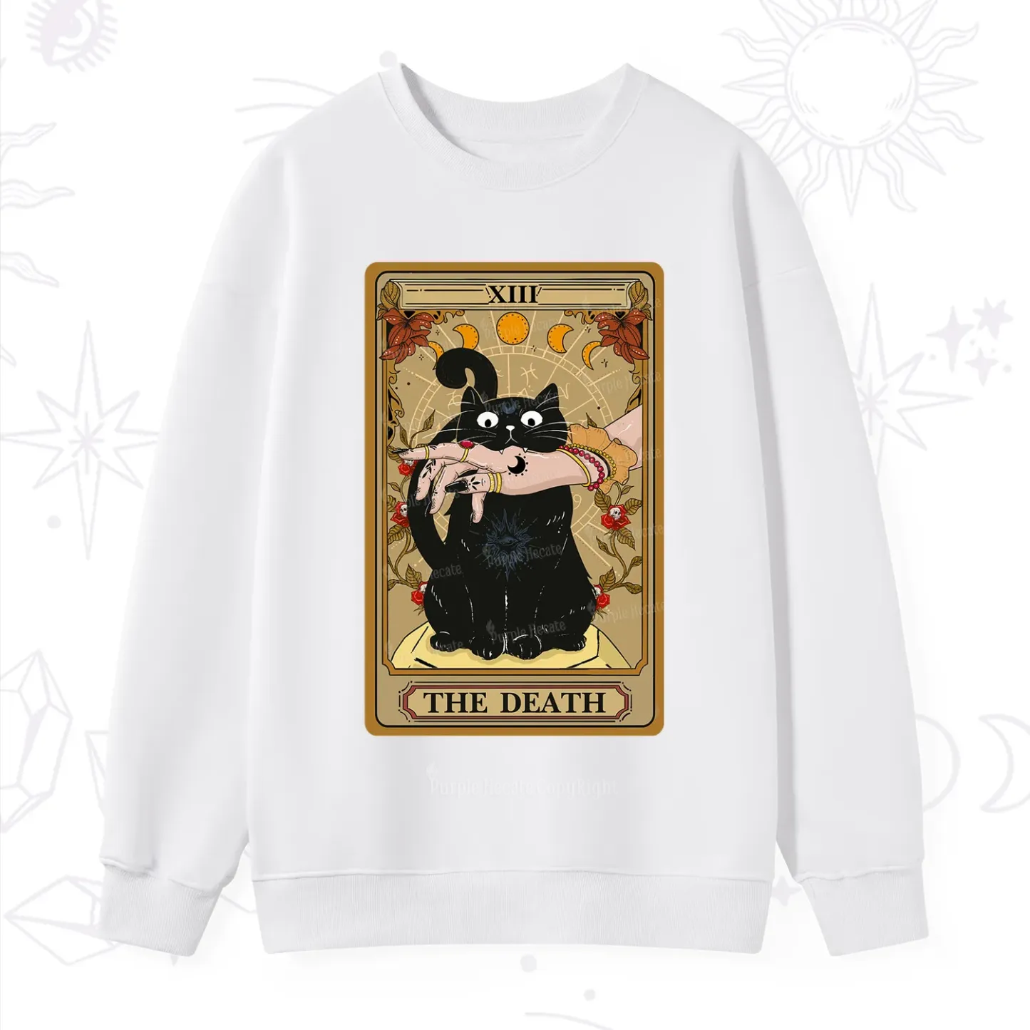 Purplehecate The Death Tarot Black Cat Sweatshirt