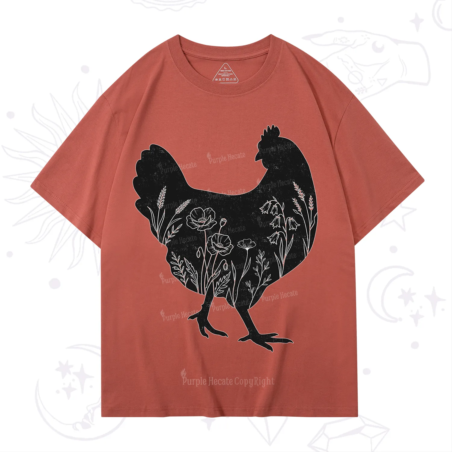 Purplehecate Floral Chicken T-Shirt