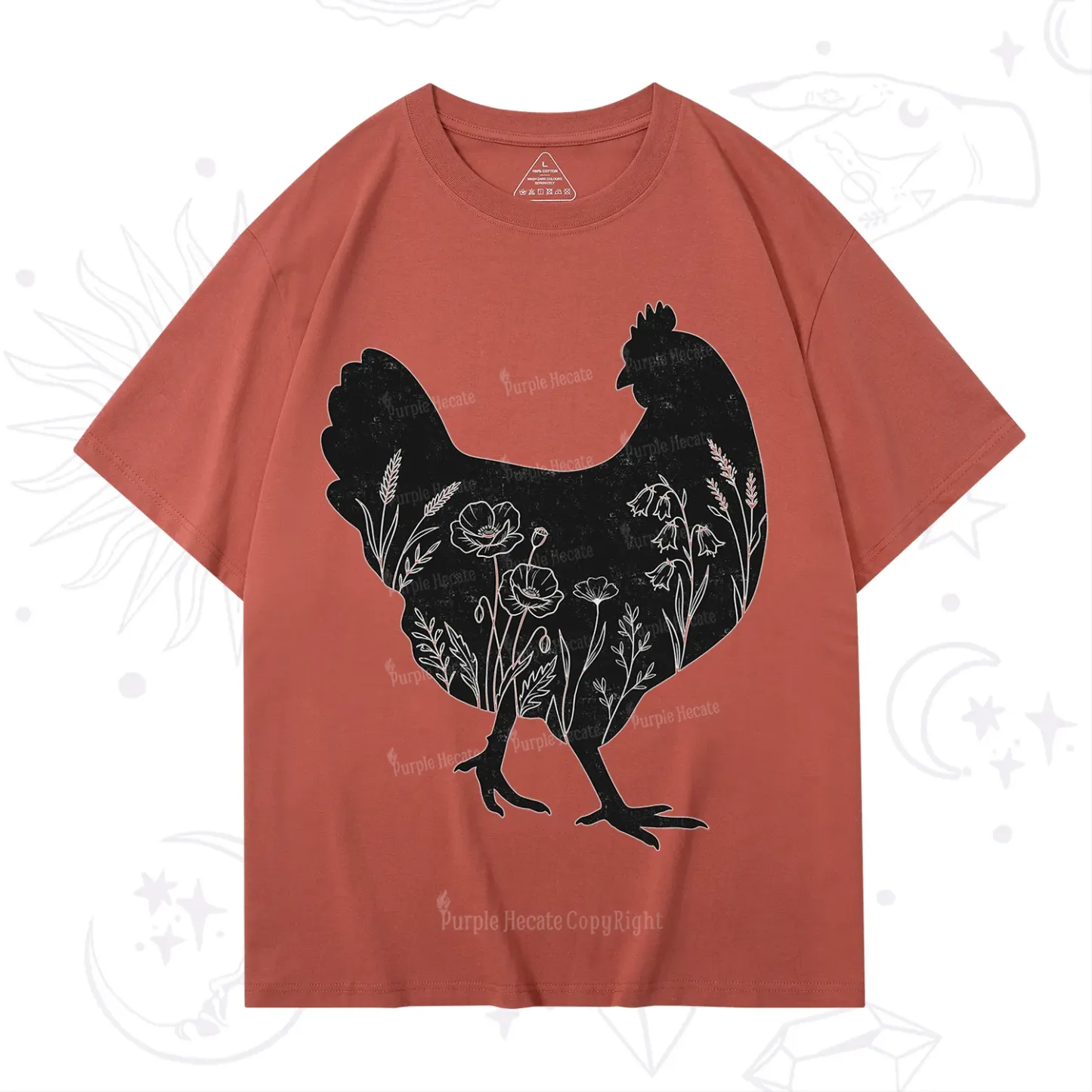 Purplehecate Floral Chicken T-Shirt
