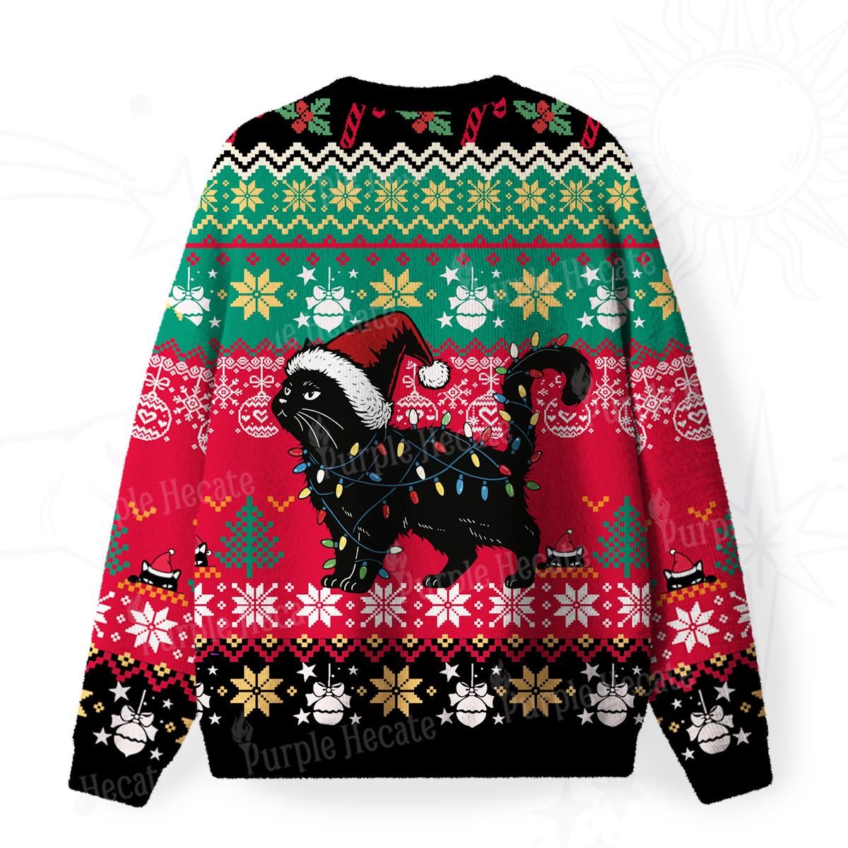 Purplehecate Cute Cat Christmas Fuzzy Ugly Christmas Sweatshirt