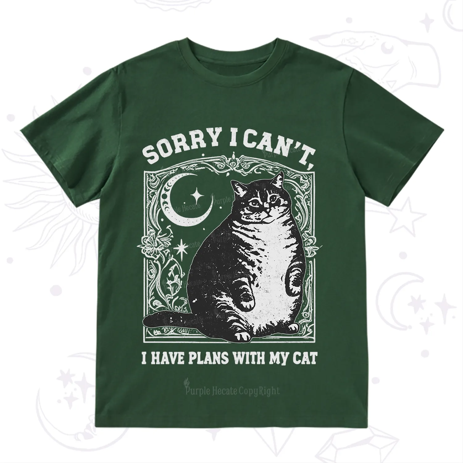 Purplehecate Sorry I Can't I Have Plans With My Cat T-Shirt
