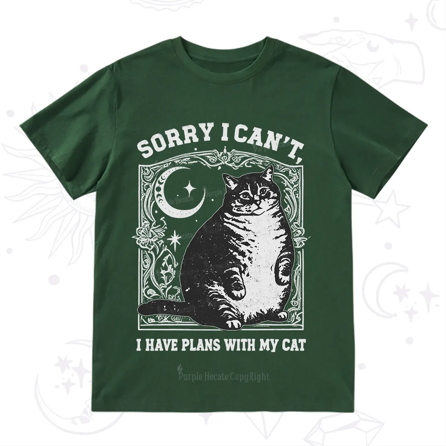 Purplehecate Sorry I Can't I Have Plans With My Cat T-Shirt
