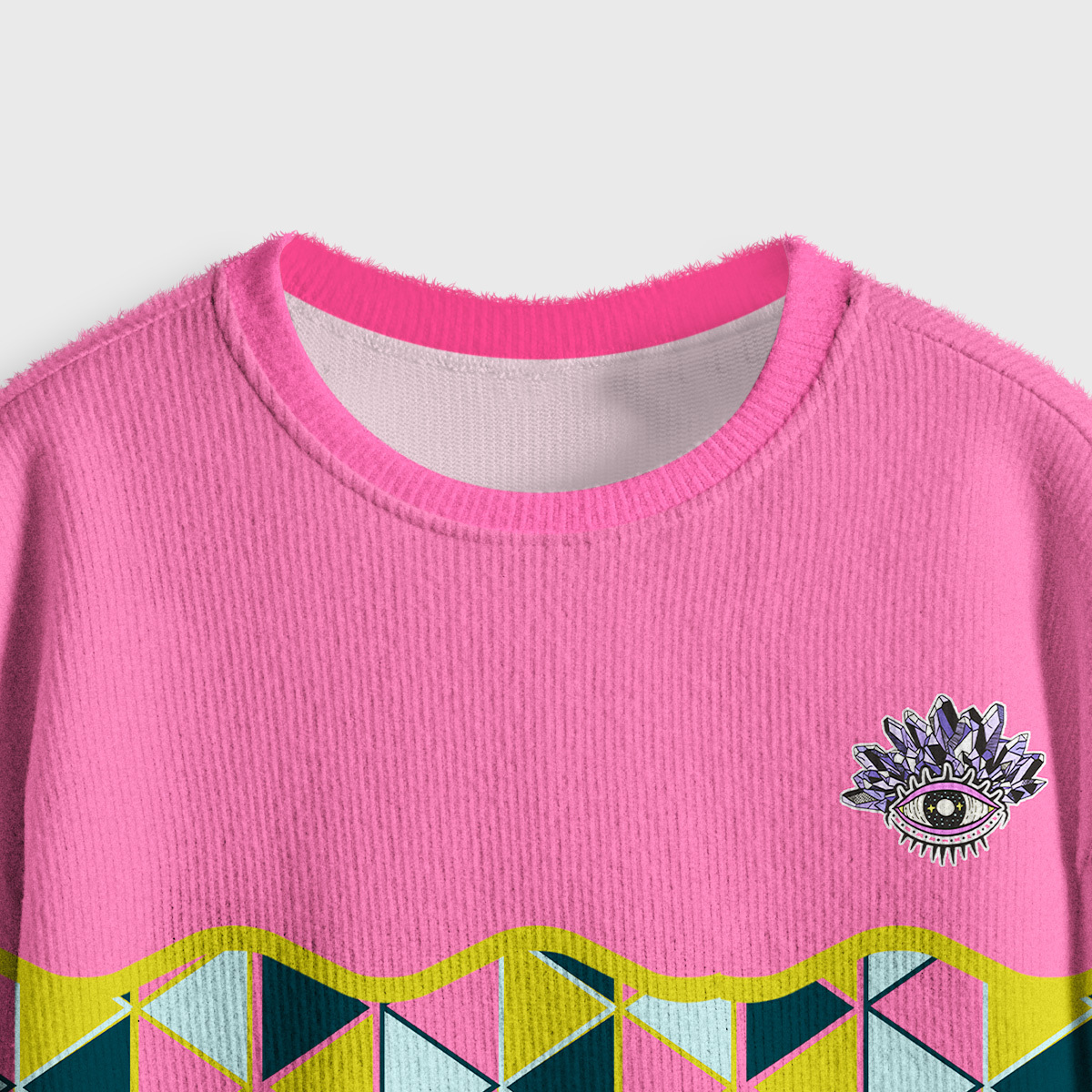 Purplehecate Enchanted Prism Eye Crop Fuzzy Ugly Sweatshirt