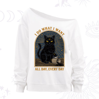 Purplehecate I Do What I What All Day Off The Shoulder Sweatshirt