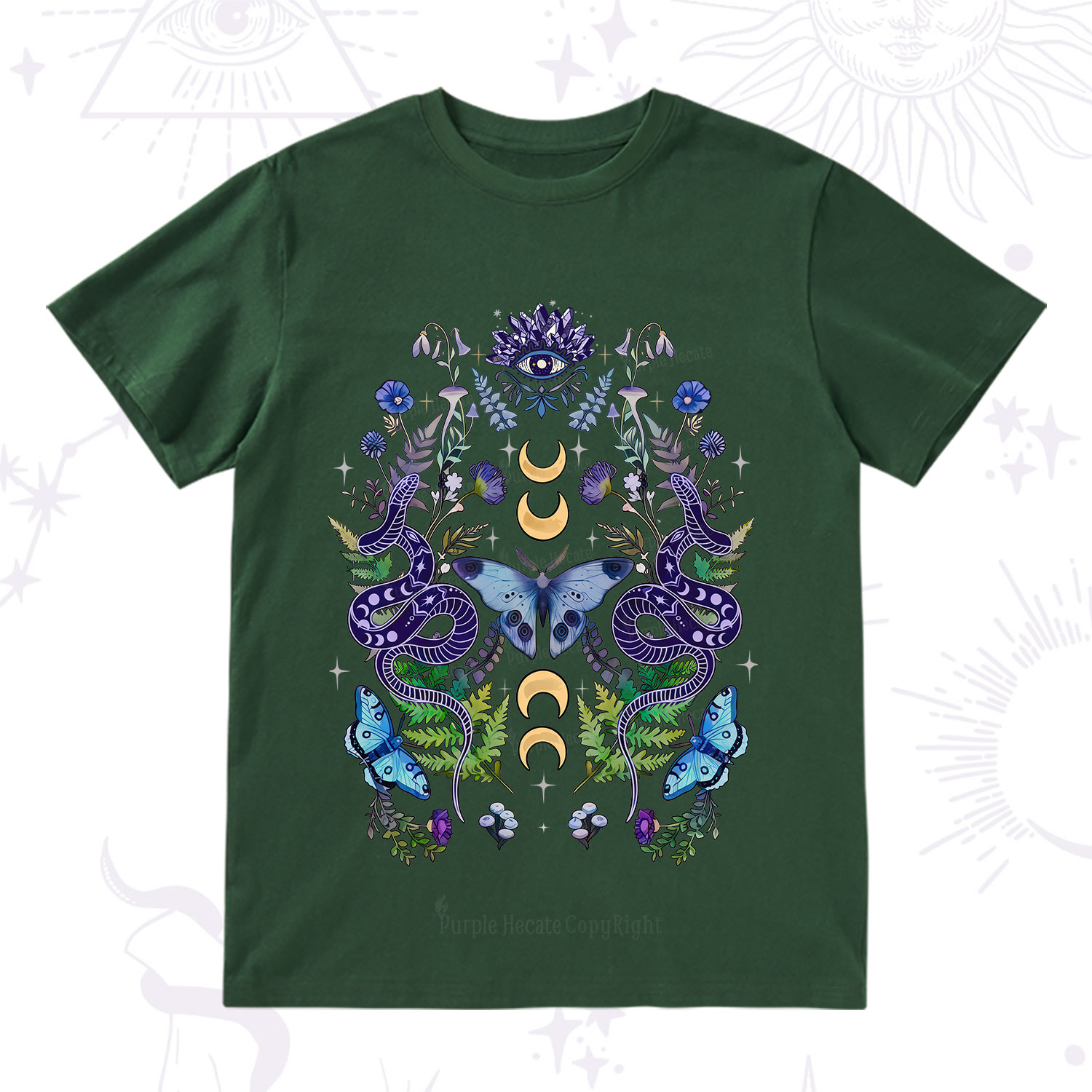 Purplehecate Moon Moth Witchery T-Shirt