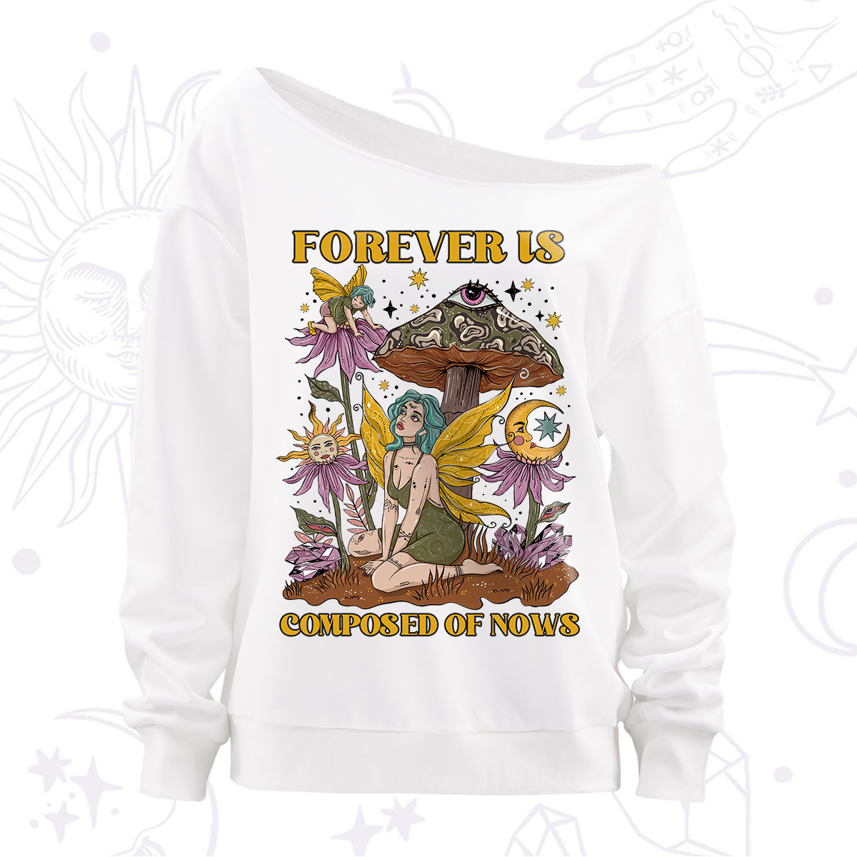 Purplehecate Forever Is Composed Of Nows Off The Shoulder Sweatshirt