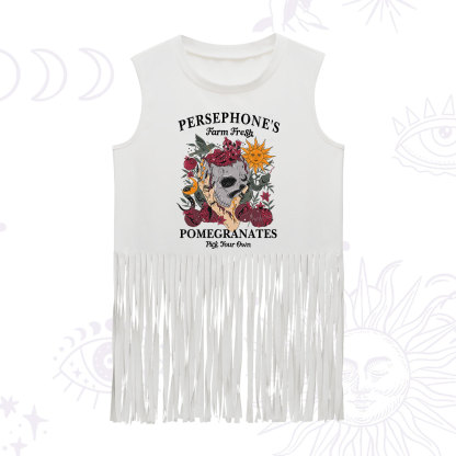 Purplehecate Persephone's Farm Fresh Pomegranates Pick Your Own Fringe Tank Top