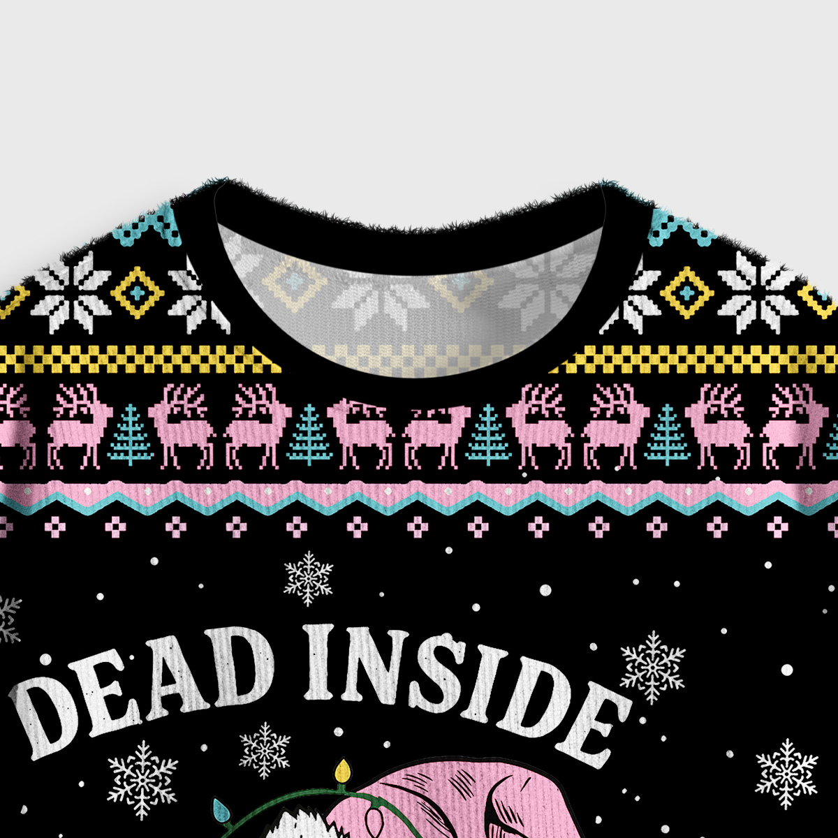 Purplehecate Dead Inside But Jolly AF Christmas Crop Fuzzy Ugly Sweatshirt