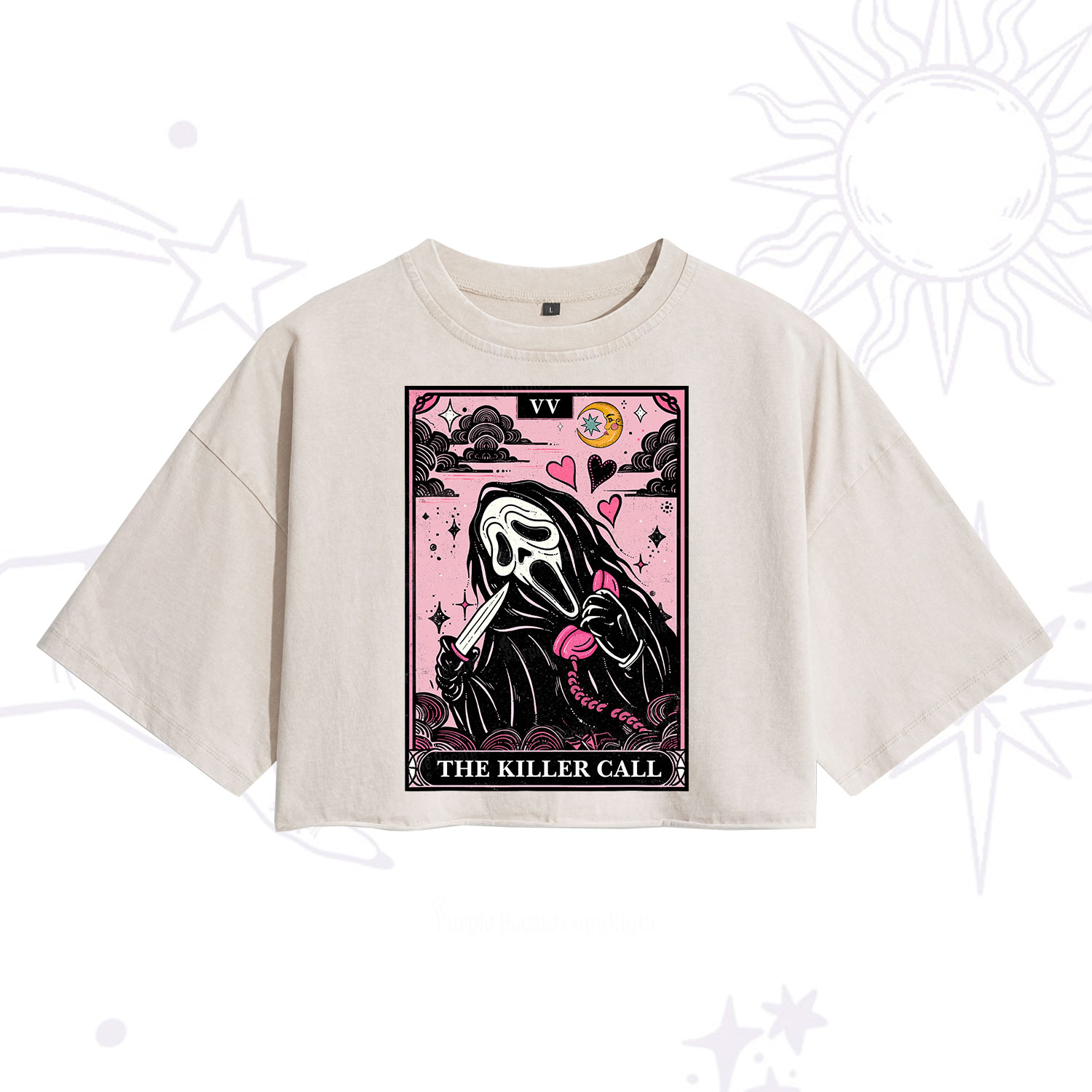 Purplehecate The Killer Call Tarot Washed Cropped T-Shirt