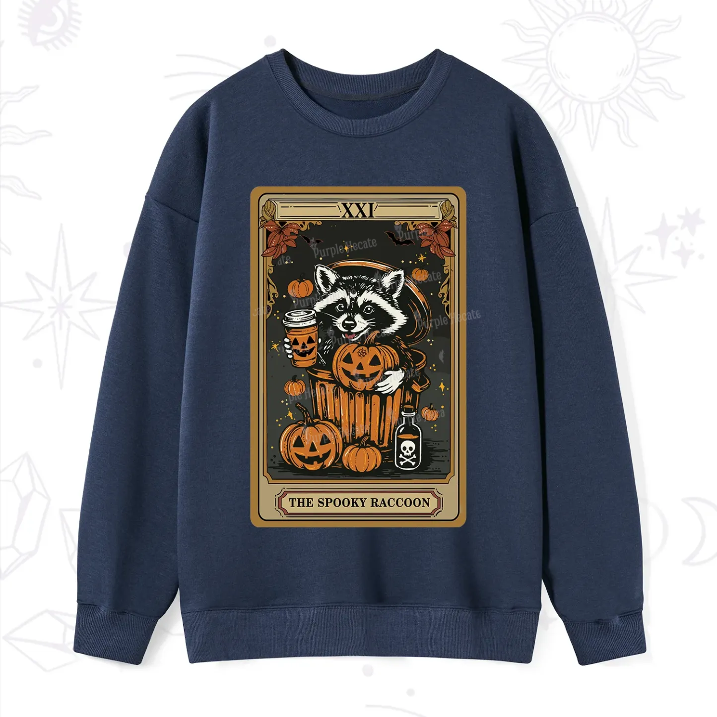 Purplehecate The Spooky Raccoon Tarot Halloween Sweatshirt